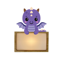 LÁMPARA MADERA PERSONALIZABLE modelo DRAGÓN CON KIT DE LETRAS VINTIUN