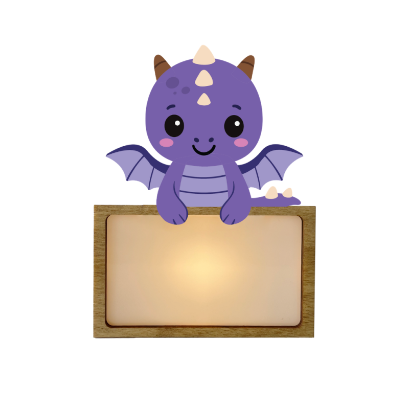 LÁMPARA MADERA PERSONALIZABLE modelo DRAGÓN CON KIT DE LETRAS VINTIUN