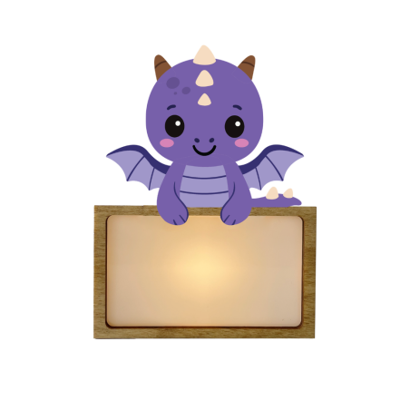 LÁMPARA MADERA PERSONALIZABLE modelo DRAGÓN CON KIT DE LETRAS VINTIUN