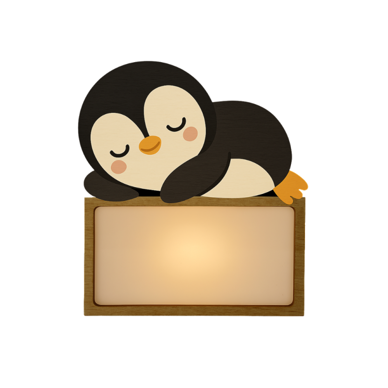 LÁMPARA MADERA PERSONALIZABLE modelo PINGÜINO CON KIT DE LETRAS VINTIUN