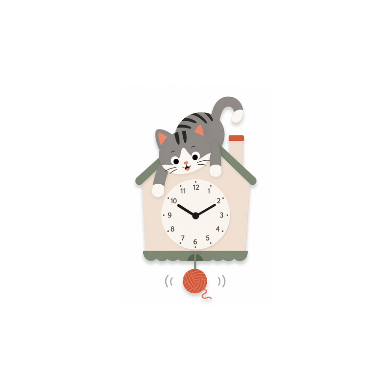 RELOJ DE PARED modelo CASITA DE GATO CON KIT DE LETRAS VINTIUN