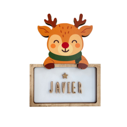 LÁMPARA MADERA PERSONALIZABLE modelo NAVIDAD RENO CON KIT DE LETRAS VINTIUN