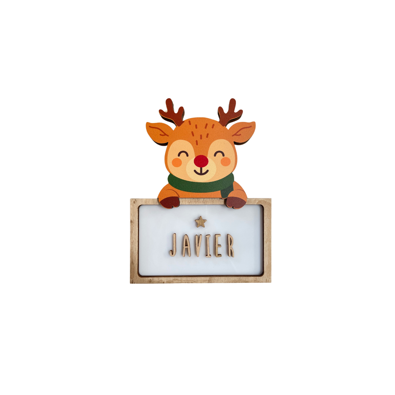 LÁMPARA MADERA PERSONALIZABLE modelo NAVIDAD RENO CON KIT DE LETRAS VINTIUN