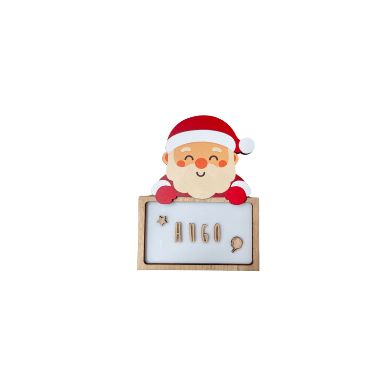 LÁMPARA MADERA PERSONALIZABLE modelo NAVIDAD PAPÁ NOEL CON KIT DE LETRAS VINTIUN