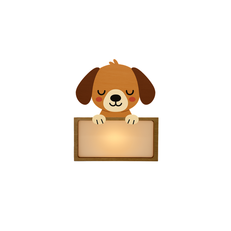 LÁMPARA MADERA PERSONALIZABLE modelo PERRO CON KIT DE LETRAS VINTIUN
