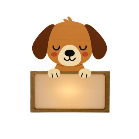 LÁMPARA MADERA PERSONALIZABLE modelo PERRO CON KIT DE LETRAS VINTIUN