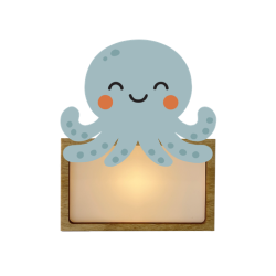LÁMPARA MADERA PERSONALIZABLE modelo PULPO CON KIT DE LETRAS VINTIUN