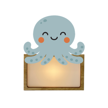 LÁMPARA MADERA PERSONALIZABLE modelo PULPO CON KIT DE LETRAS VINTIUN