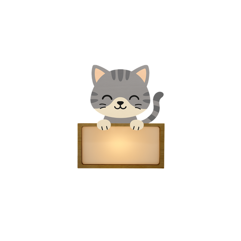 LÁMPARA MADERA PERSONALIZABLE modelo GATO CON KIT DE LETRAS VINTIUN