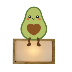 LÁMPARA MADERA PERSONALIZABLE modelo AGUACATE CON KIT DE LETRAS VINTIUN