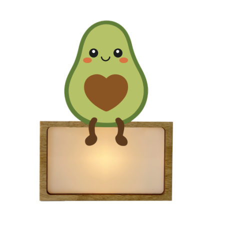 LÁMPARA MADERA PERSONALIZABLE modelo AGUACATE CON KIT DE LETRAS VINTIUN