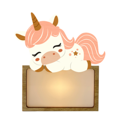 LÁMPARA MADERA PERSONALIZABLE modelo UNICORNIO DORMIDO CON KIT DE LETRAS VINTIUN