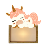 LÁMPARA MADERA PERSONALIZABLE modelo UNICORNIO DORMIDO CON KIT DE LETRAS VINTIUN