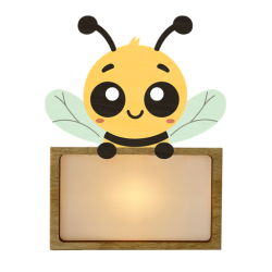 LÁMPARA MADERA PERSONALIZABLE modelo ABEJA CON KIT DE LETRAS VINTIUN