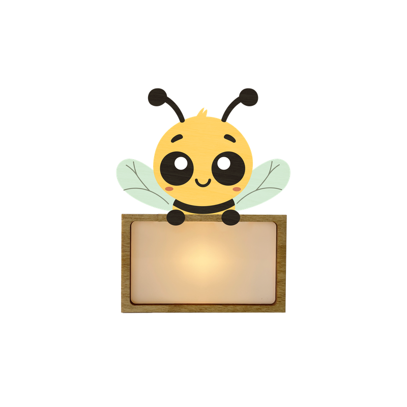 LÁMPARA MADERA PERSONALIZABLE modelo ABEJA CON KIT DE LETRAS VINTIUN