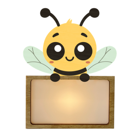 LÁMPARA MADERA PERSONALIZABLE modelo ABEJA CON KIT DE LETRAS VINTIUN