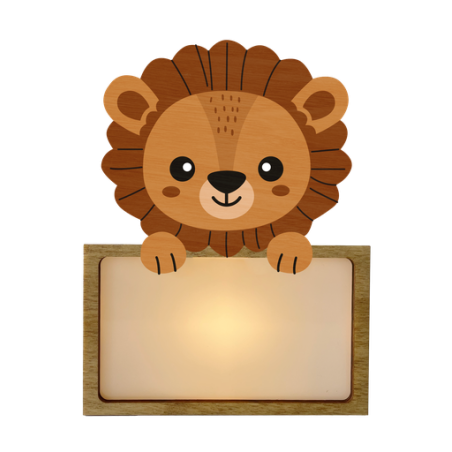 LÁMPARA MADERA PERSONALIZABLE modelo LEÓN CON KIT DE LETRAS VINTIUN