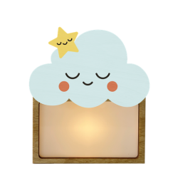 LÁMPARA MADERA PERSONALIZABLE modelo NUBE CON KIT DE LETRAS VINTIUN