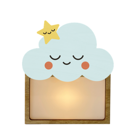 LÁMPARA MADERA PERSONALIZABLE modelo NUBE CON KIT DE LETRAS VINTIUN